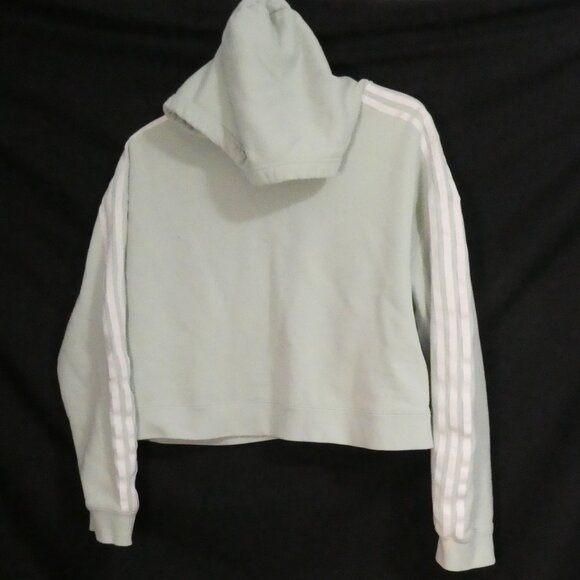 ADIDAS | large | Light Green Adidas Hoodie | White Stripes | Stitched Logo - Picture 2 of 16